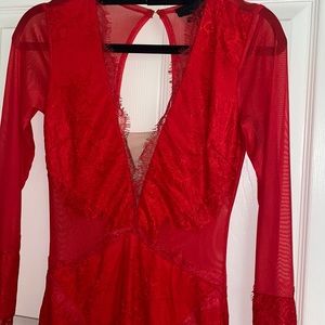 Michael Costello Red Lace Dress